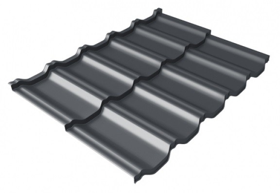 Металлочерепица модульная Квинта Uno Grand Line c 3D резом 0,5 Satin Мatt RAL 7024 мокрый асфальт купить в Боровичах
