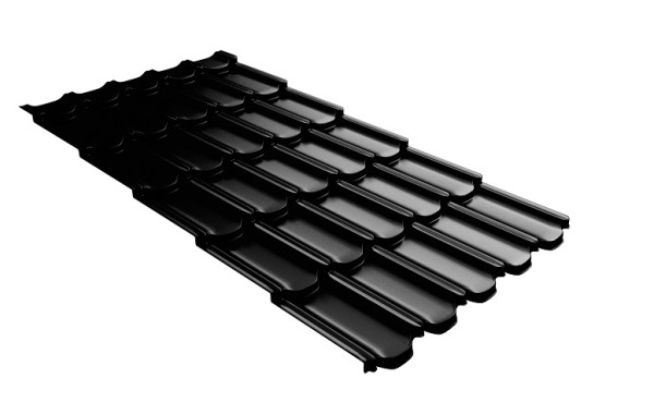 Металлочерепица квинта плюс с 3D резом 0,5 GreenСoat Pural Matt RR 33 черный (RAL 9005 черный) купить в Боровичах