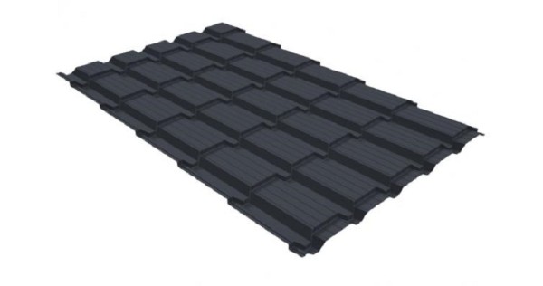 Металлочерепица GL квадро профи 0,5 GreenCoat Pural RR 23 темно-серый (RAL 7024) мокрый асфальт купить в Боровичах