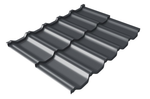 Металлочерепица модульная Квинта Uno Grand Line c 3D резом 0,5 Satin RAL 7024 мокрый асфальт купить в Боровичах